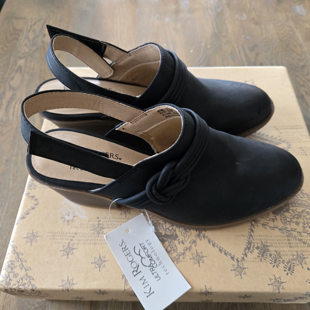 Kim Rogers Black Slingback Mules